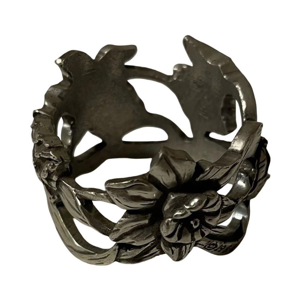 โจ Set of 4 Seagull Fine Pewter Napkin Rings - Daffodil Design ๐ธ - Picture 3 of 5